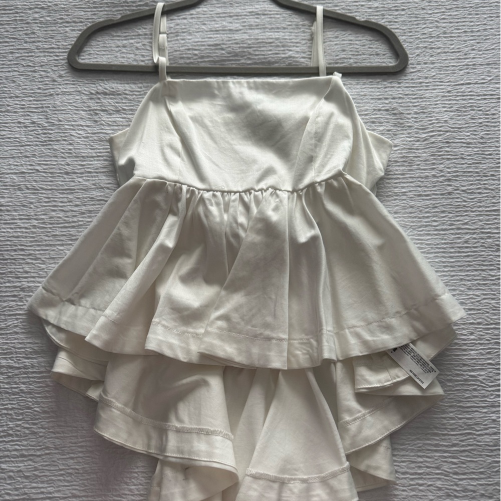 Forever 21 White Tiered Ruffle Spaghetti Strap Top